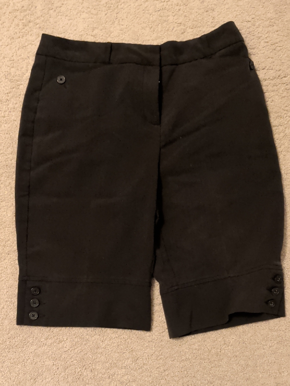 Jessica Black Bermuda Shorts with Button Cuff
